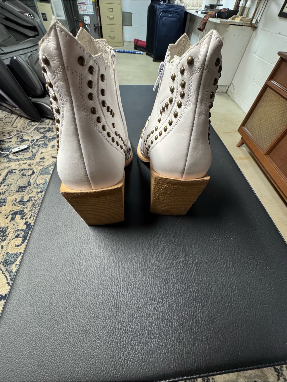 Jeffrey Campbell White Studded Western Ankle Boots - size 9 - Picture 2 of 8